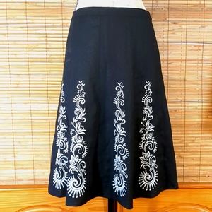 Loft Embroidered Linen Skirt